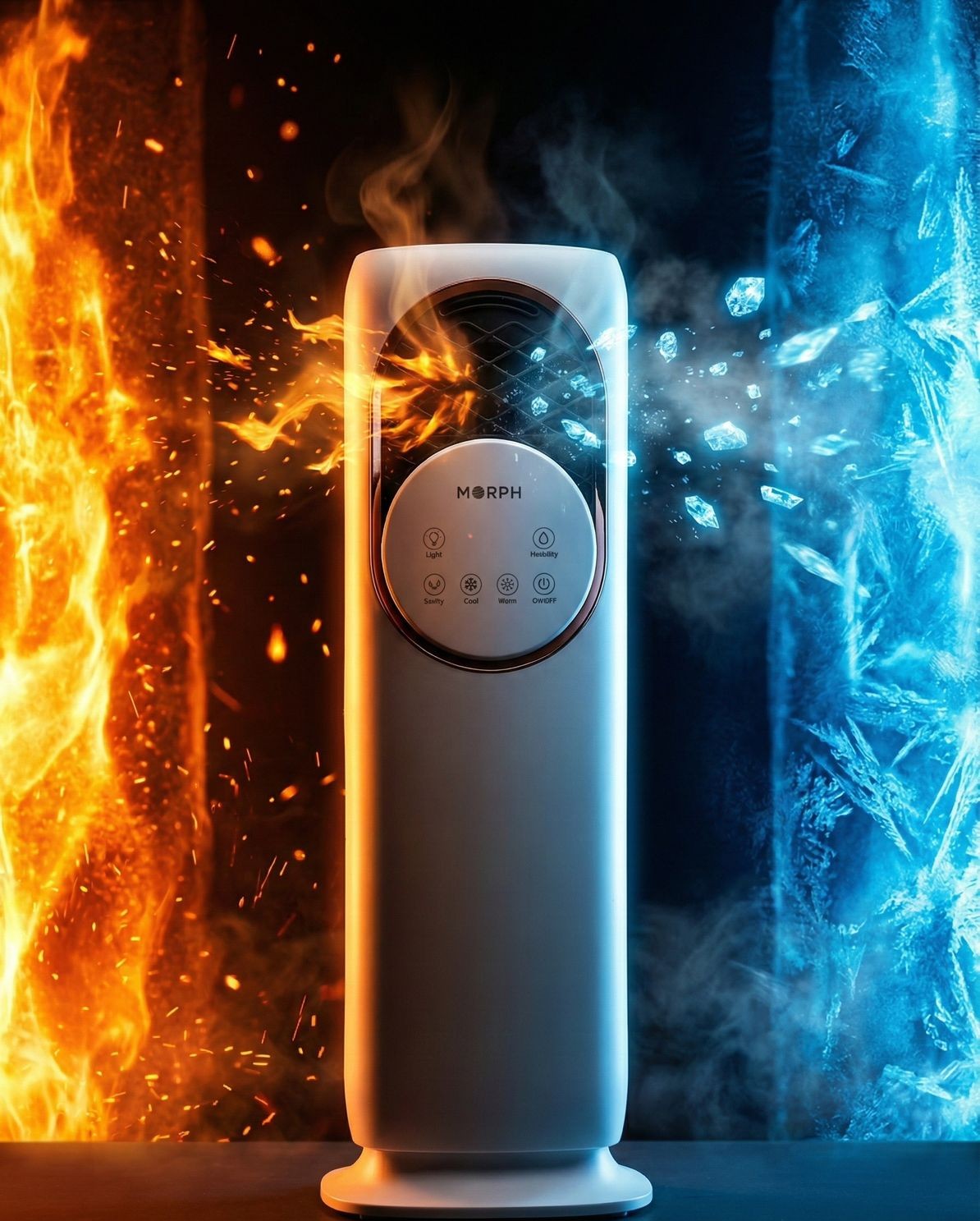 Morph Snow-Fire Smart Tower Fan Heater & Cooler with Mist