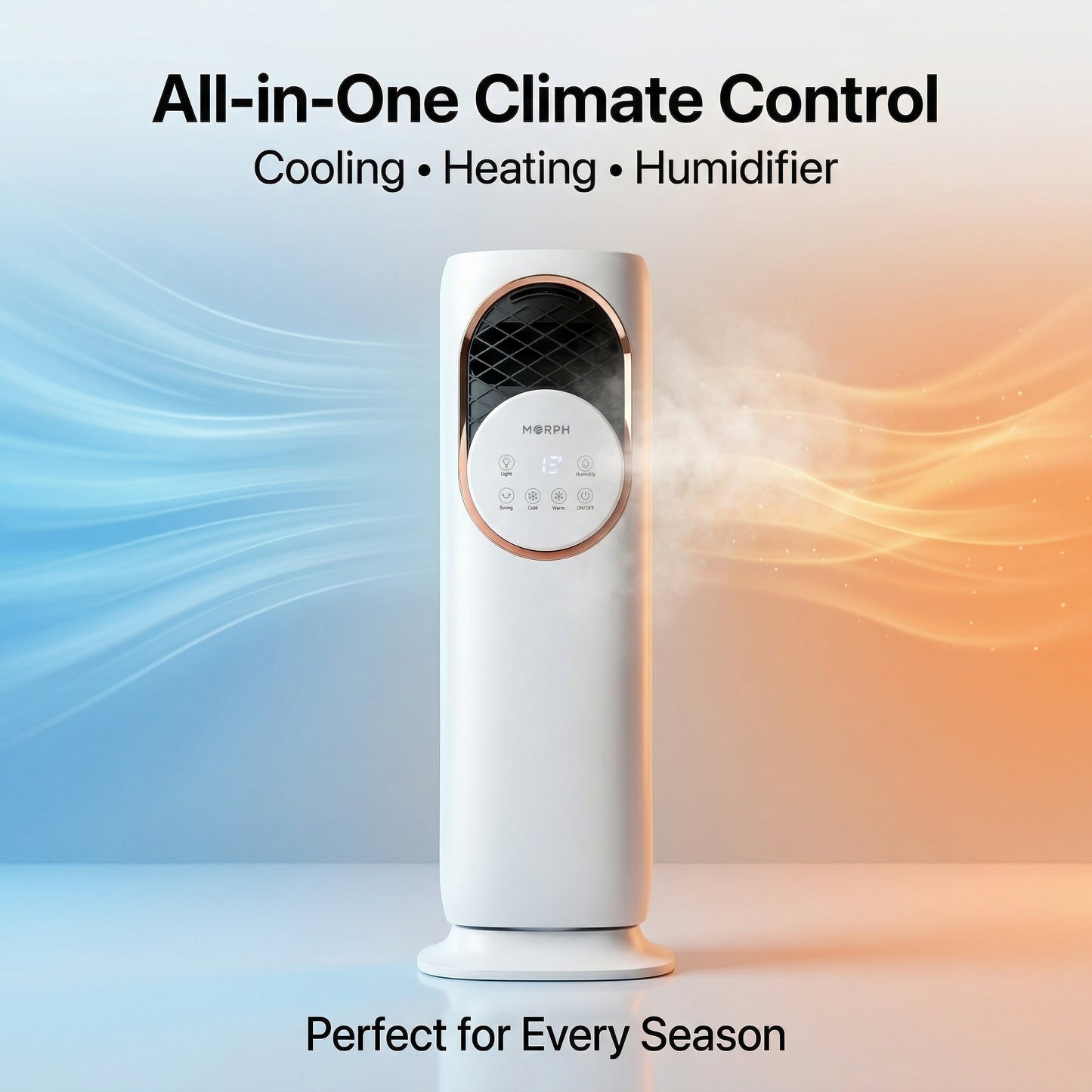 Morph Snow Fire Ice Cooling Fan with Ice Packs & Mist – Cold Air Tower Fan with Remote for All-Season Comfort