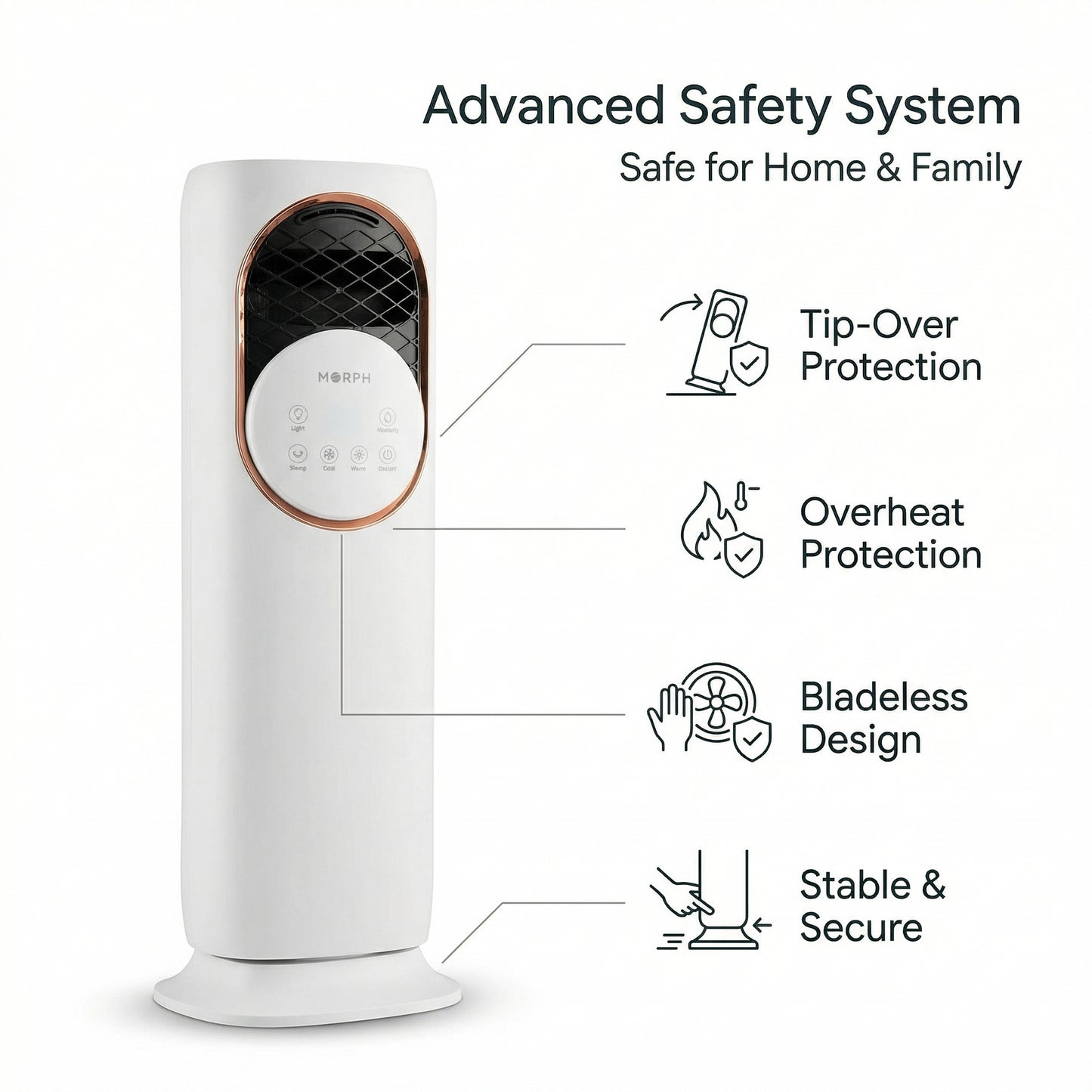Morph Snow Fire Ice Cooling Fan with Ice Packs & Mist – Cold Air Tower Fan with Remote for All-Season Comfort